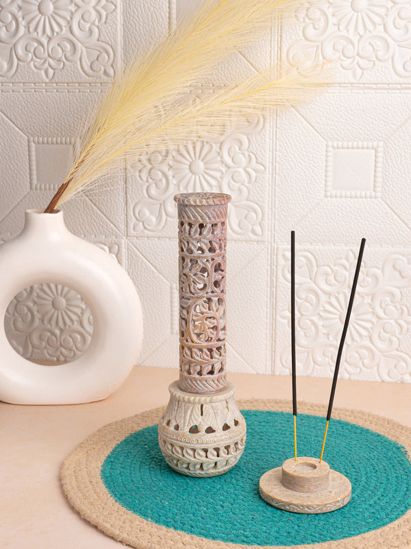 Light Brown Leaf Pattern Marble Incense Holder: Enhance Your Space with Elegance and Aroma