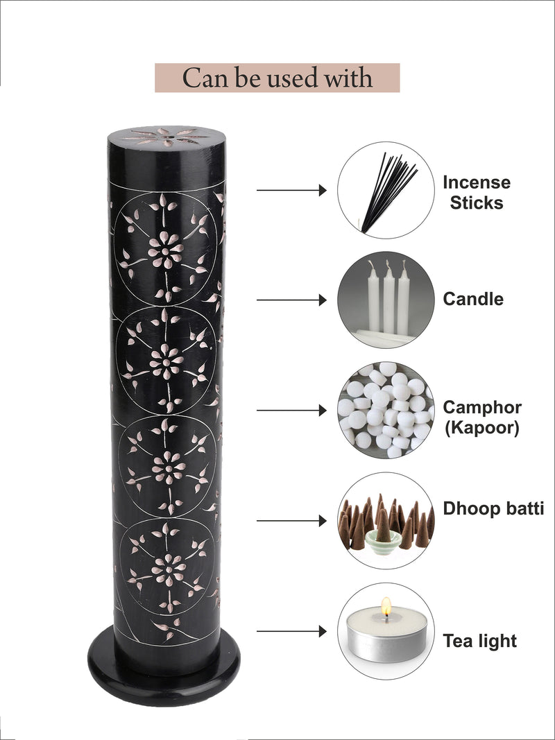 Black Round Pattern Marble Incense Holder: Enhance Your Space with Elegance and Aroma