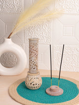 Light Brown Round Marble Incense Holder: Enhance Your Space with Elegance and Aroma
