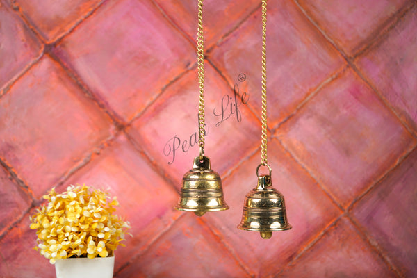 Antique Finish | Ethnic Indian Handmade Brass Temple Bell with Chain