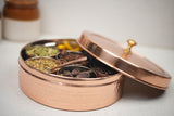 Peak Life Handcrafted Indian Spice Box for Kitchen in Copper (7.5 inch).