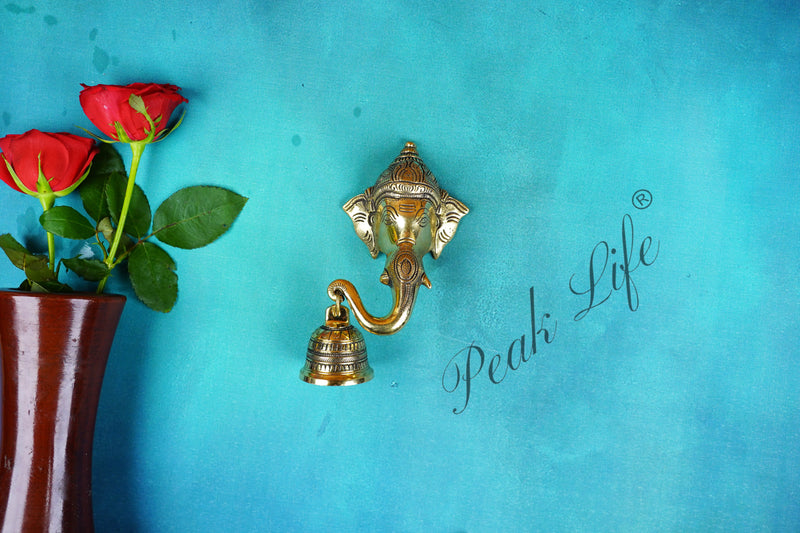 Ganesha Idol in Brass with Antique Finish with Bell | Antique Finish