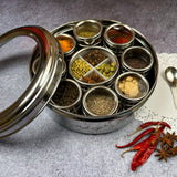 Most Authentic Steel Spice Box |Masala Dabba with 12 Spice Containers